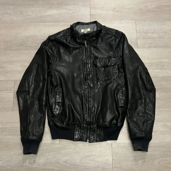 CPT By Cockpit USA Black 100% Leather Military Bomber Jacket Men’s Size M